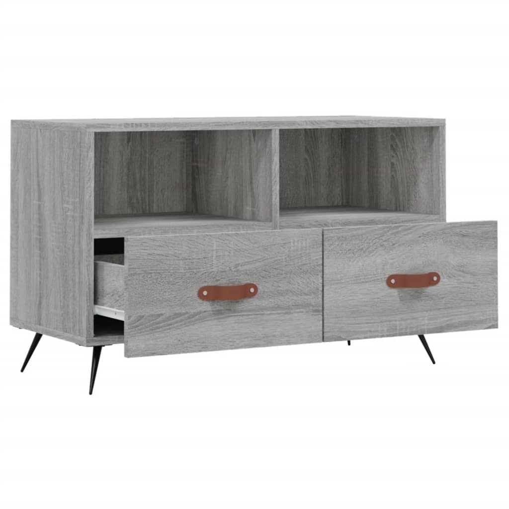 Meuble TV 80x36x50 cm ouvré en bois couleur chêne