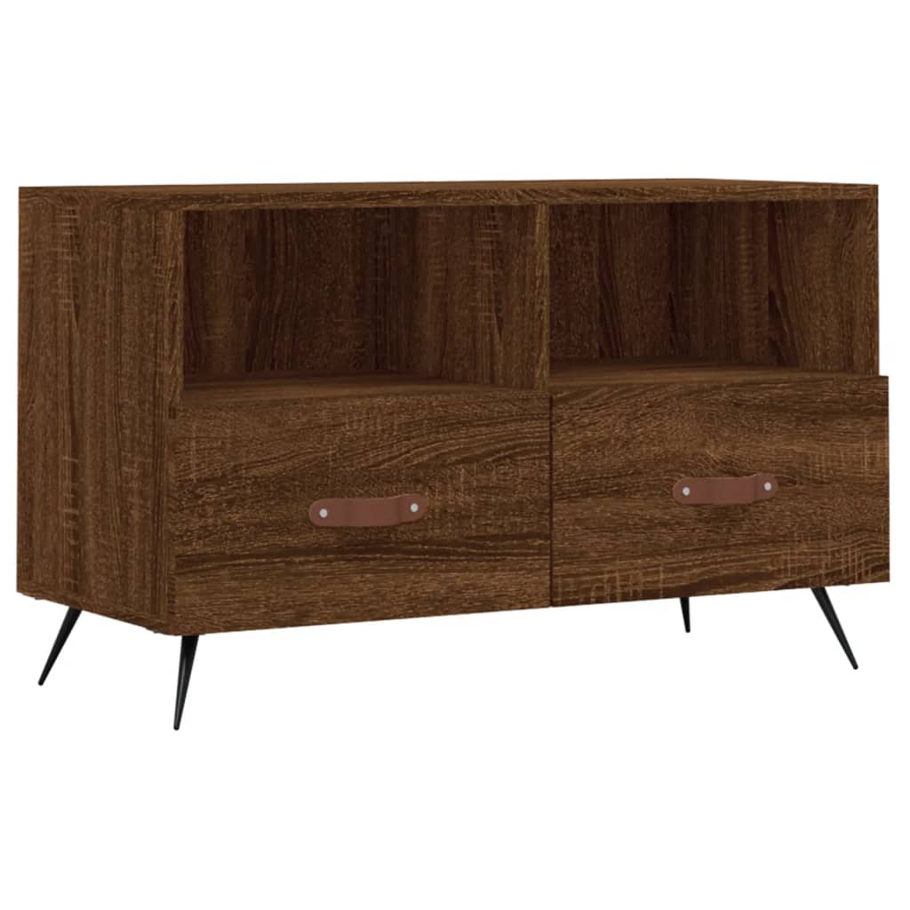 Meuble TV 80x36x50 cm ouvré en bois couleur chêne