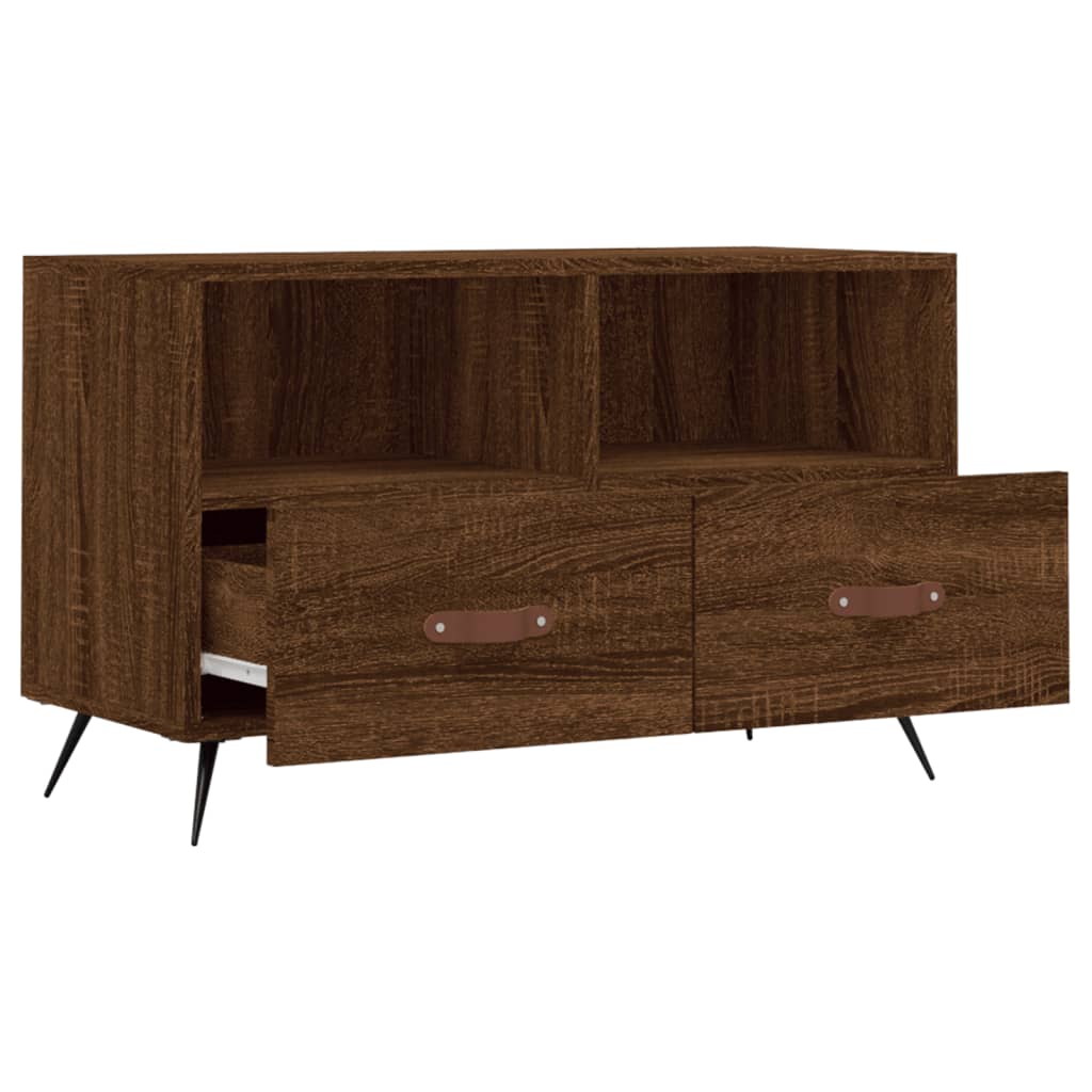 Meuble TV 80x36x50 cm ouvré en bois couleur chêne