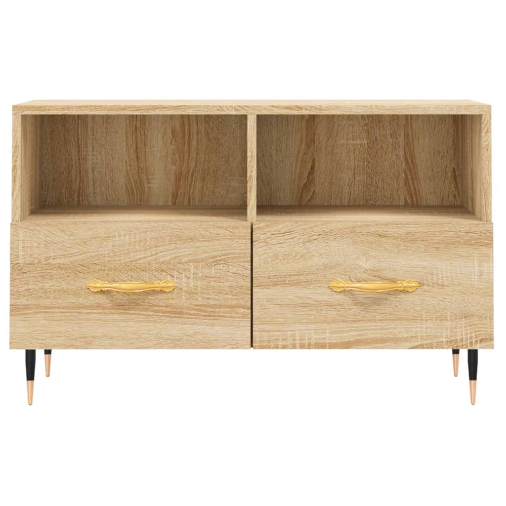 Meuble TV 80x36x50 cm ouvré en bois couleur chêne