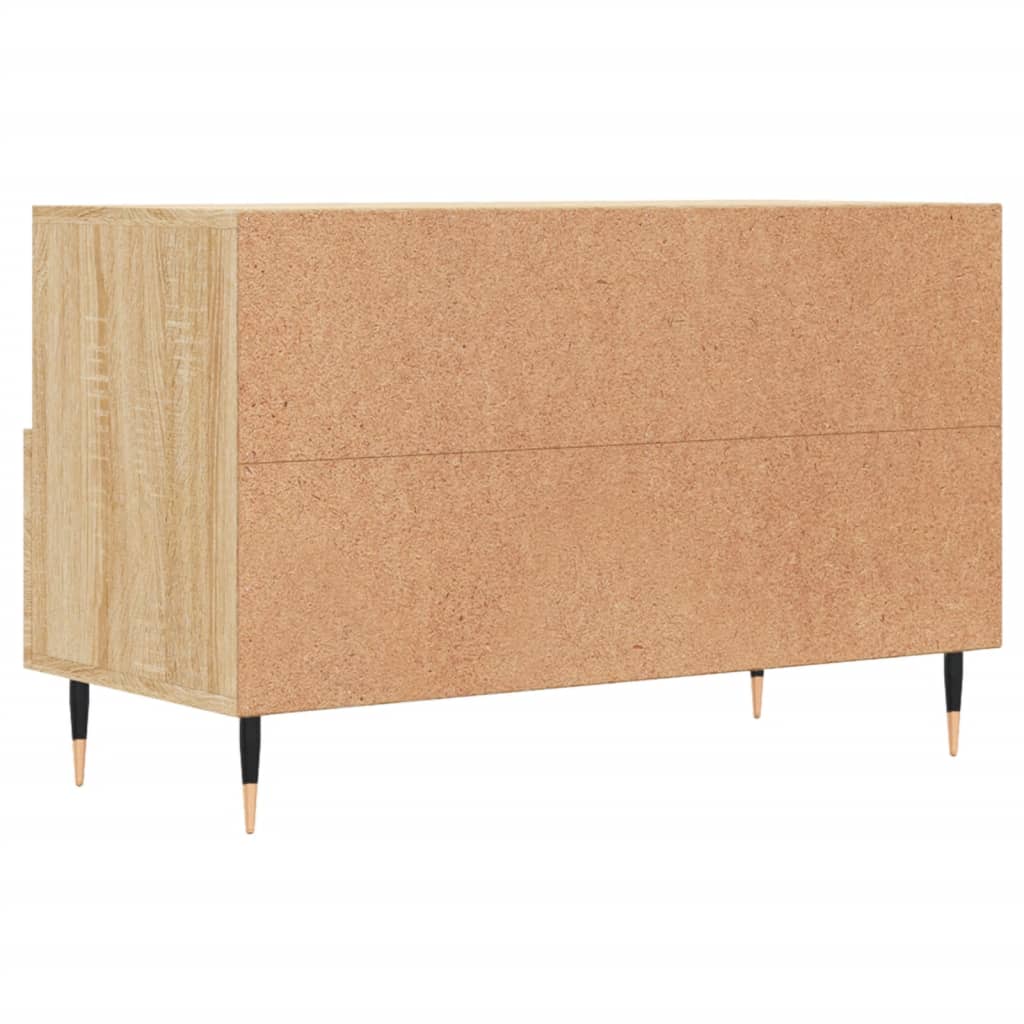 Meuble TV 80x36x50 cm ouvré en bois couleur chêne