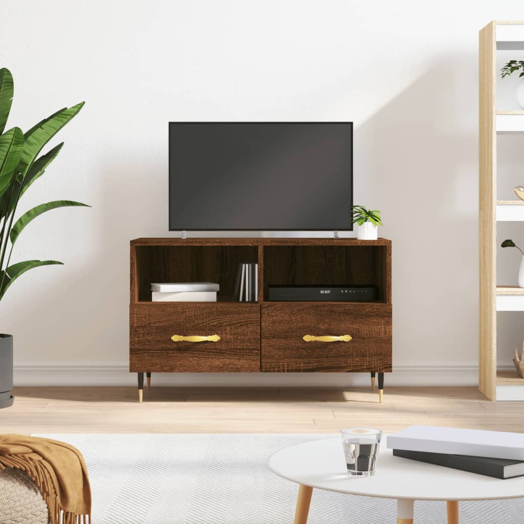 Tv-meubel 80x36x50 cm bewerkt hout eikenkleurig