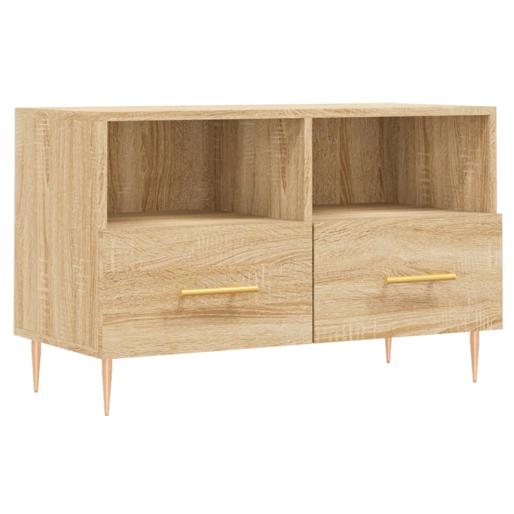 Meuble TV 80x36x50 cm ouvré en bois couleur chêne