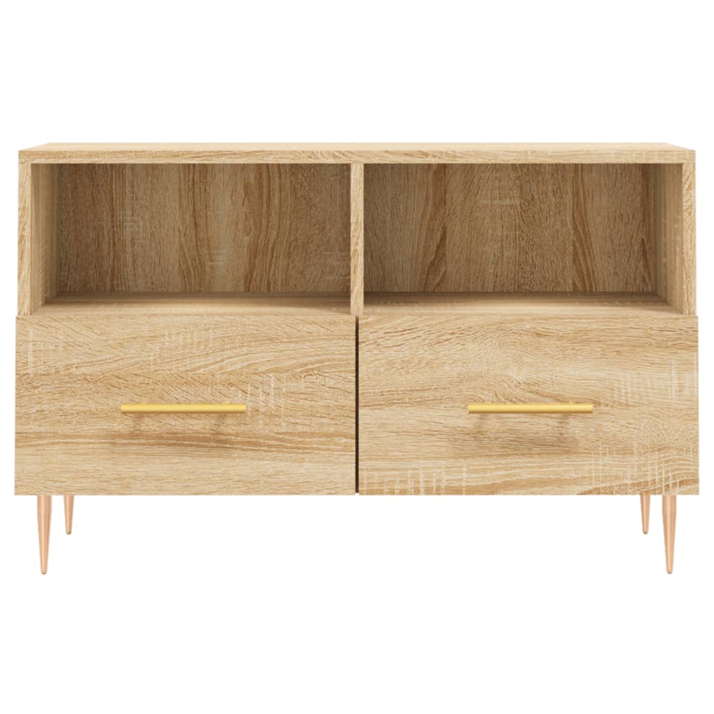 Meuble TV 80x36x50 cm ouvré en bois couleur chêne