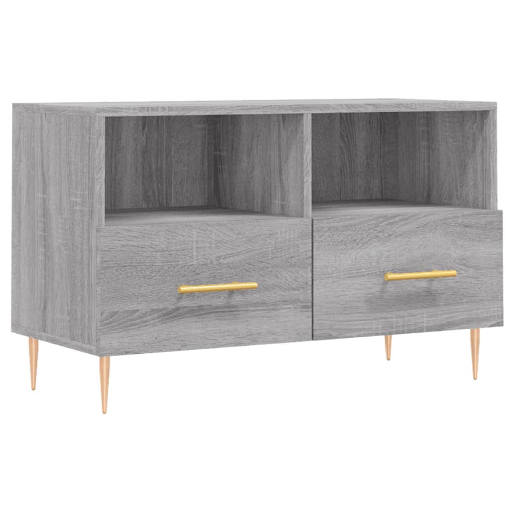 Meuble TV 80x36x50 cm ouvré en bois couleur chêne