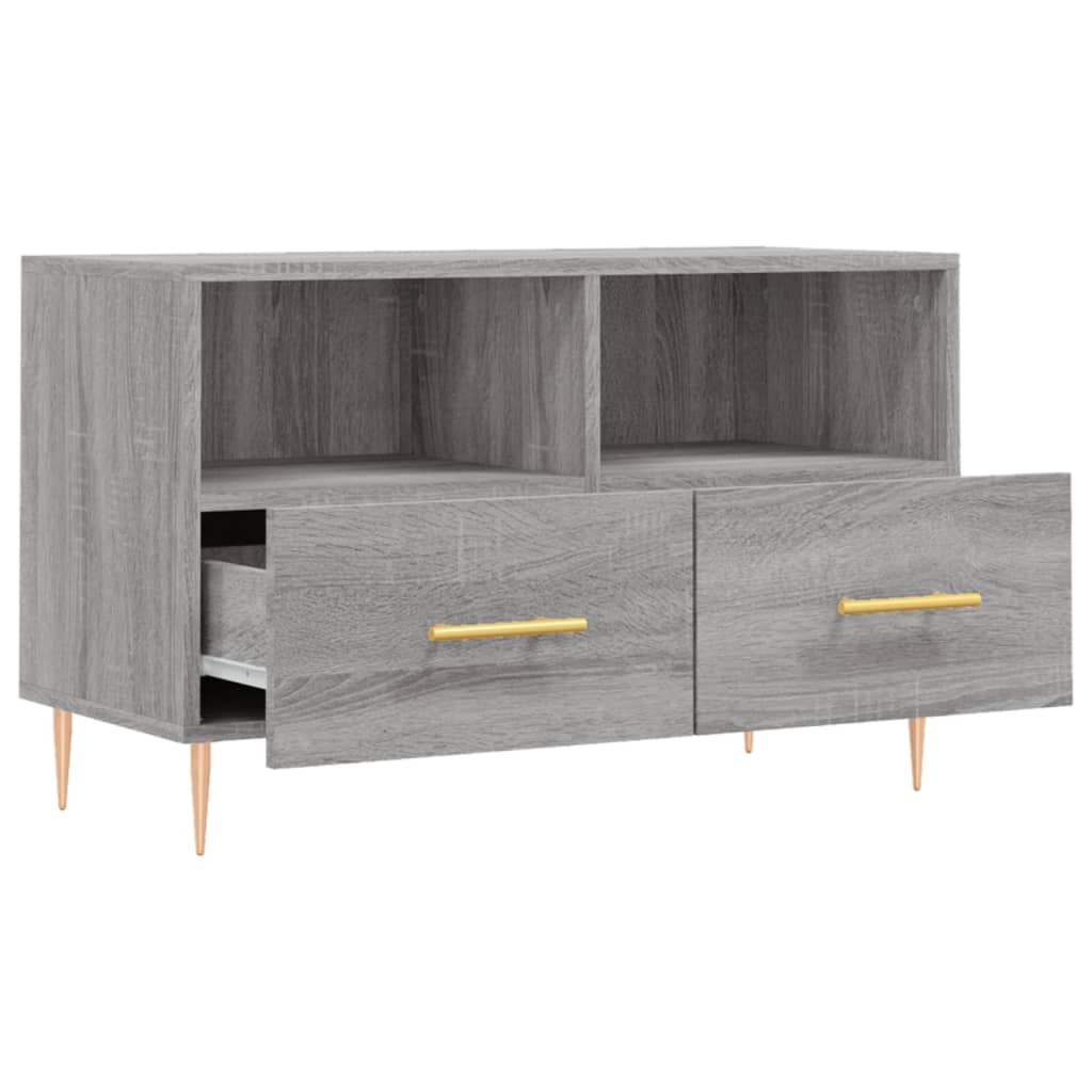 Meuble TV 80x36x50 cm ouvré en bois couleur chêne