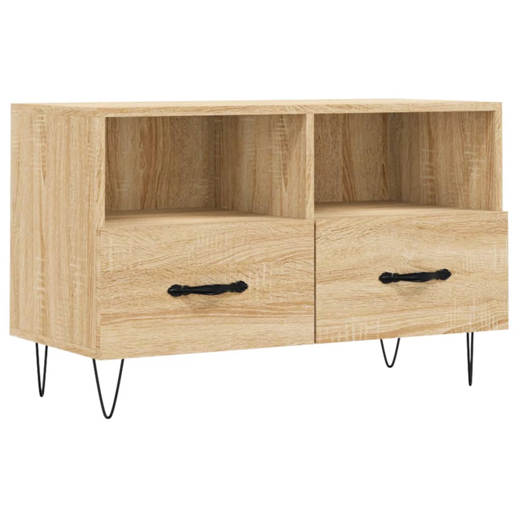 Tv-meubel 80x36x50 cm bewerkt hout bruin eikenkleur