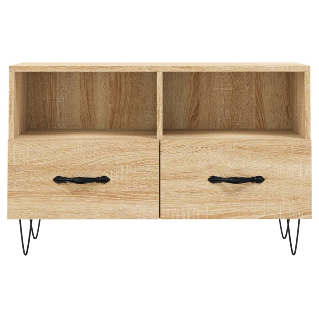 Tv-meubel 80x36x50 cm bewerkt hout bruin eikenkleur