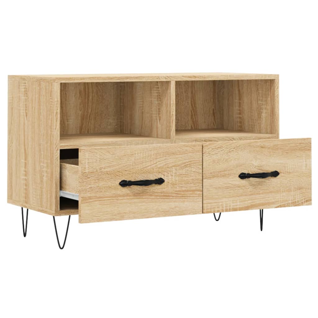 Tv-meubel 80x36x50 cm bewerkt hout bruin eikenkleur