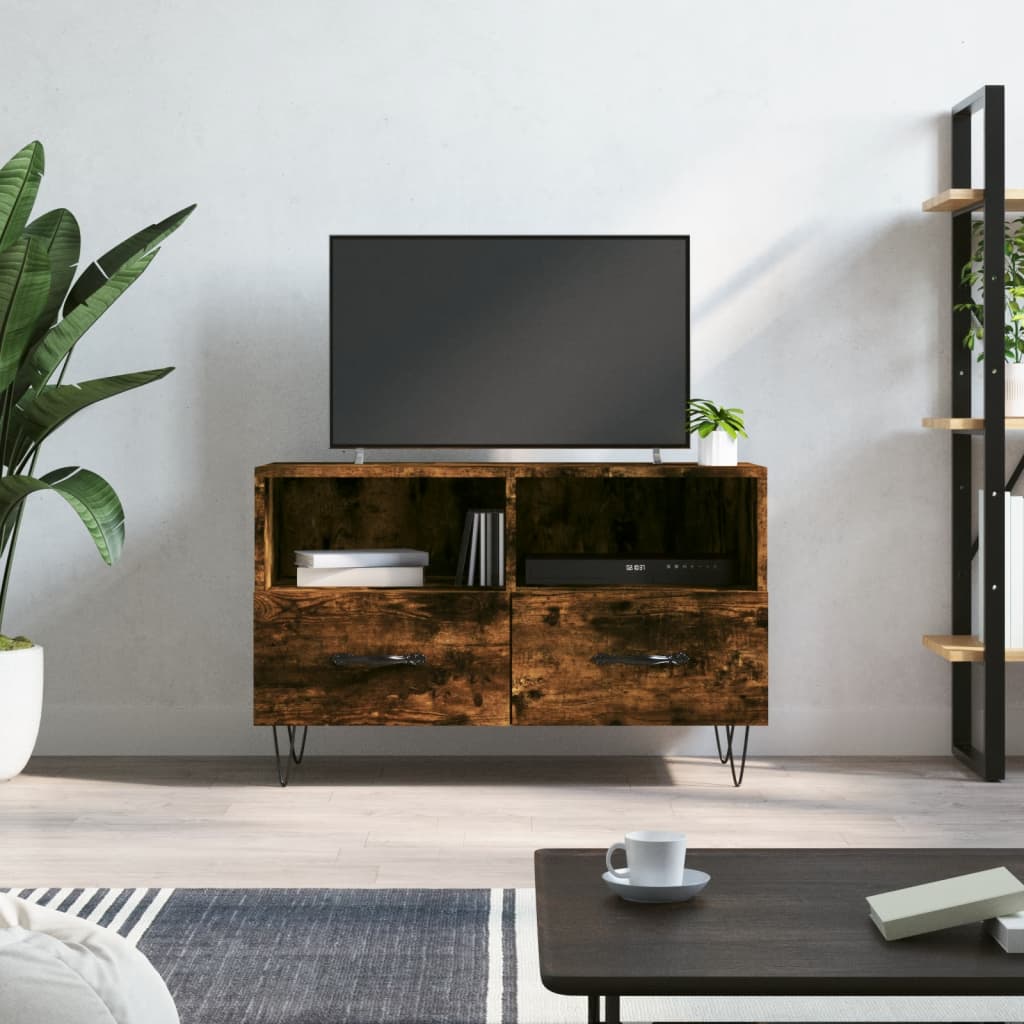 Tv-meubel 80x36x50 cm bewerkt hout bruin eikenkleur