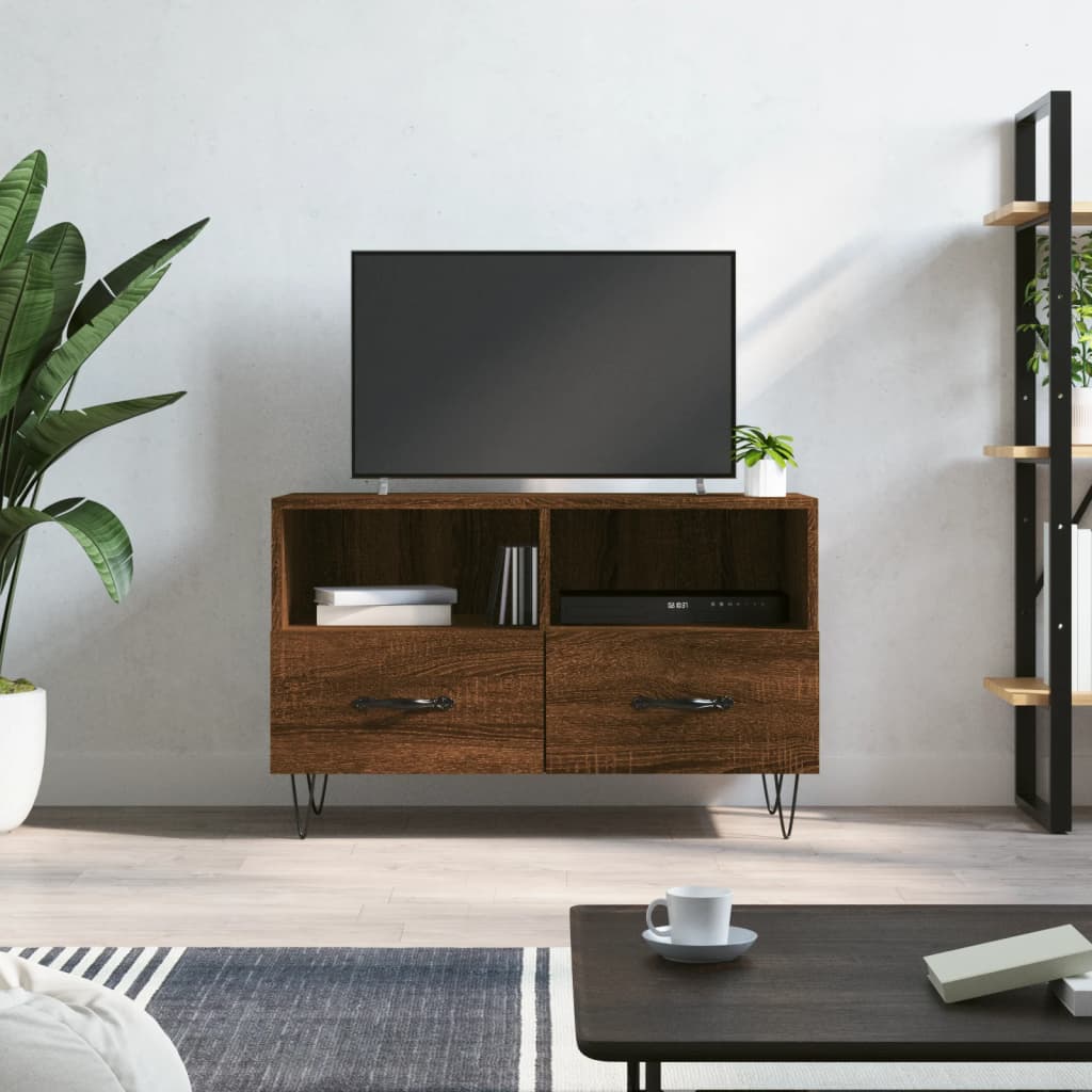 Tv-meubel 80x36x50 cm bewerkt hout bruin eikenkleur