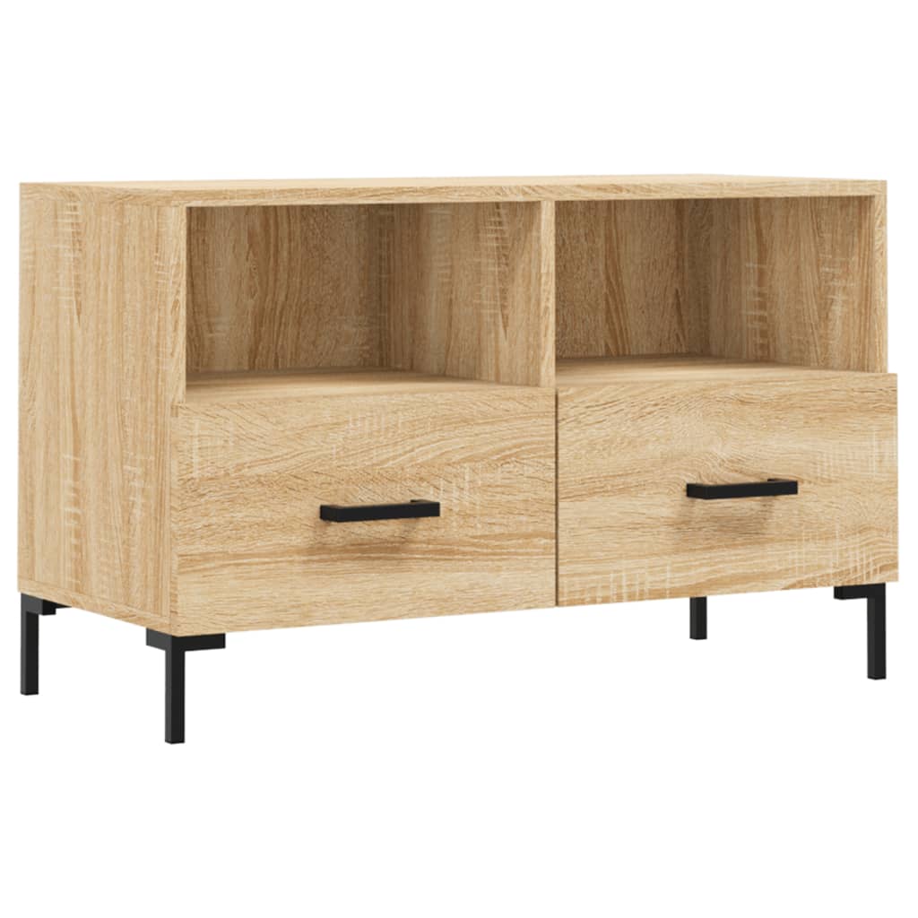 Meuble TV 80x36x50 cm ouvré en bois couleur chêne