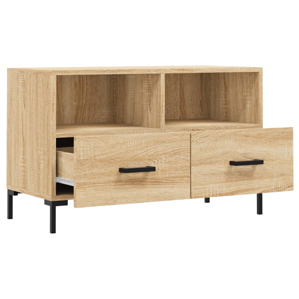 Meuble TV 80x36x50 cm ouvré en bois couleur chêne