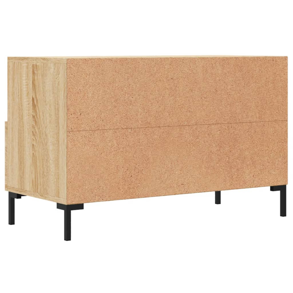 Meuble TV 80x36x50 cm ouvré en bois couleur chêne