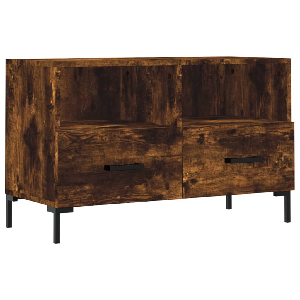 Meuble TV 80x36x50 cm ouvré en bois couleur chêne