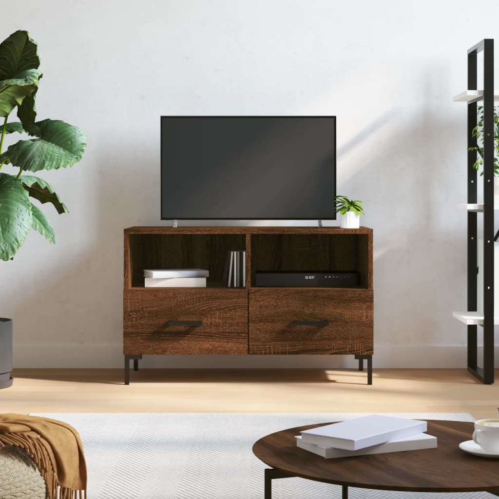 Tv-meubel 80x36x50 cm bewerkt hout eikenkleurig