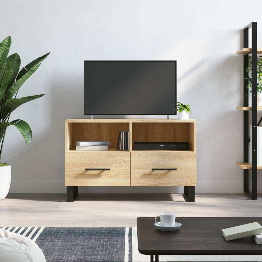 Meuble TV 80x36x50 cm en bois travaillé