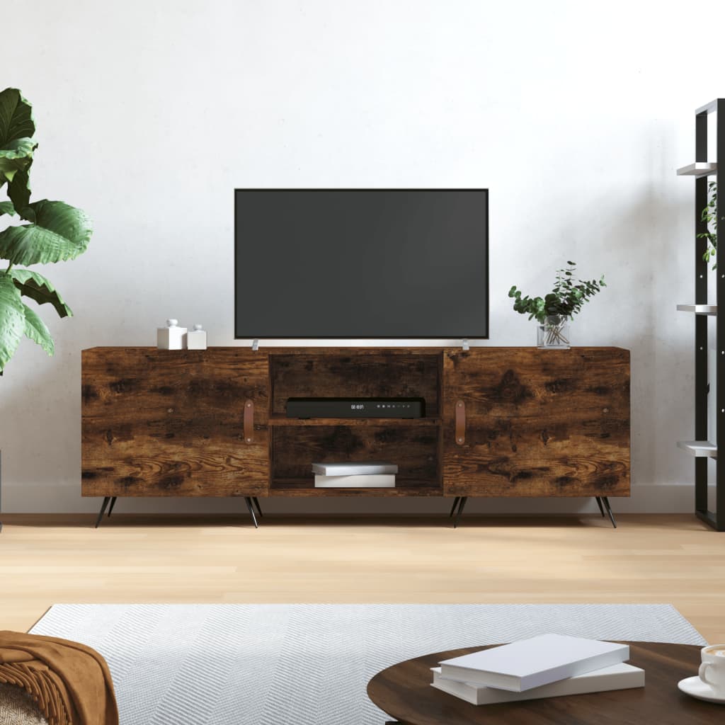 Meuble TV 150x30x50 cm en bois travaillé