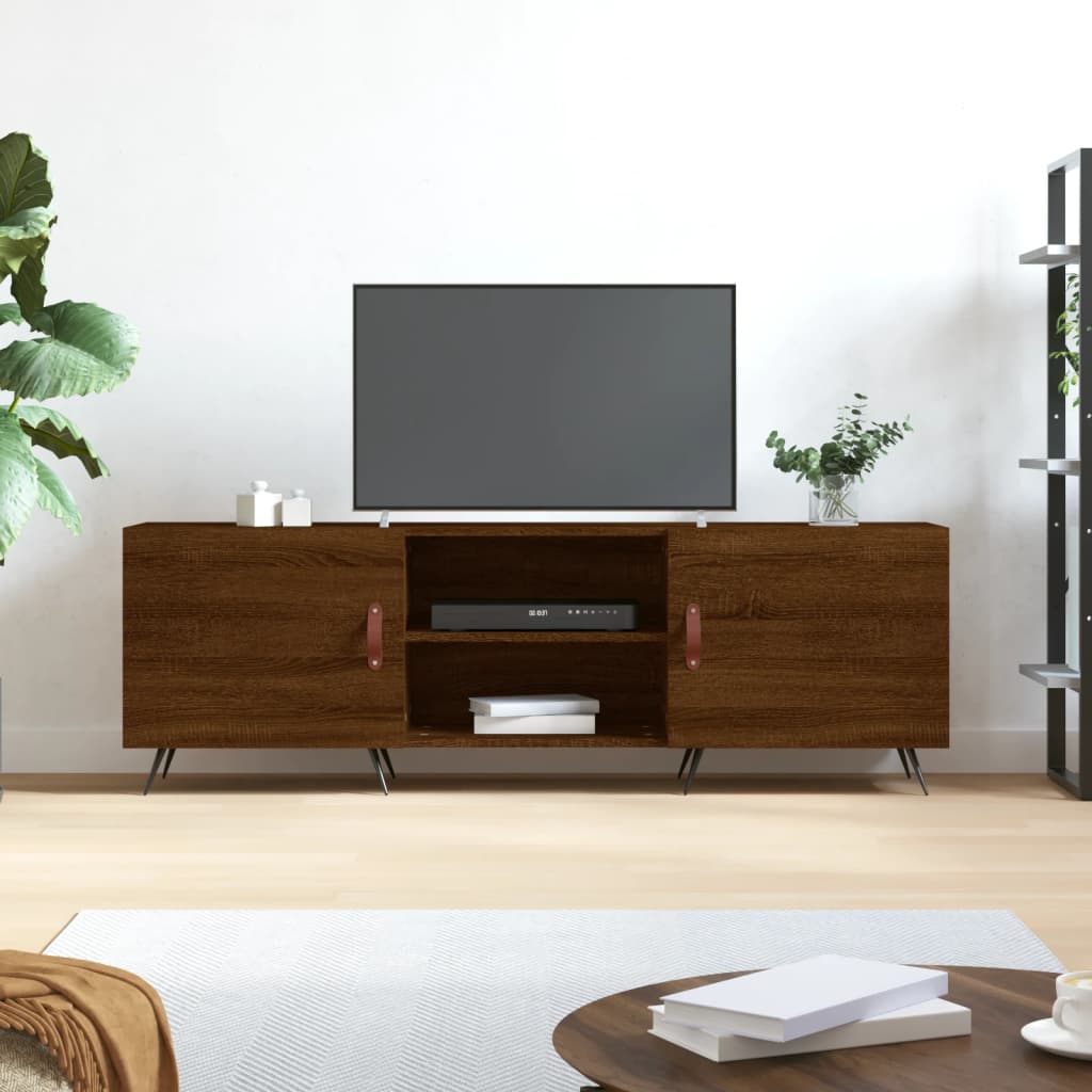 Meuble TV 150x30x50 cm en bois travaillé