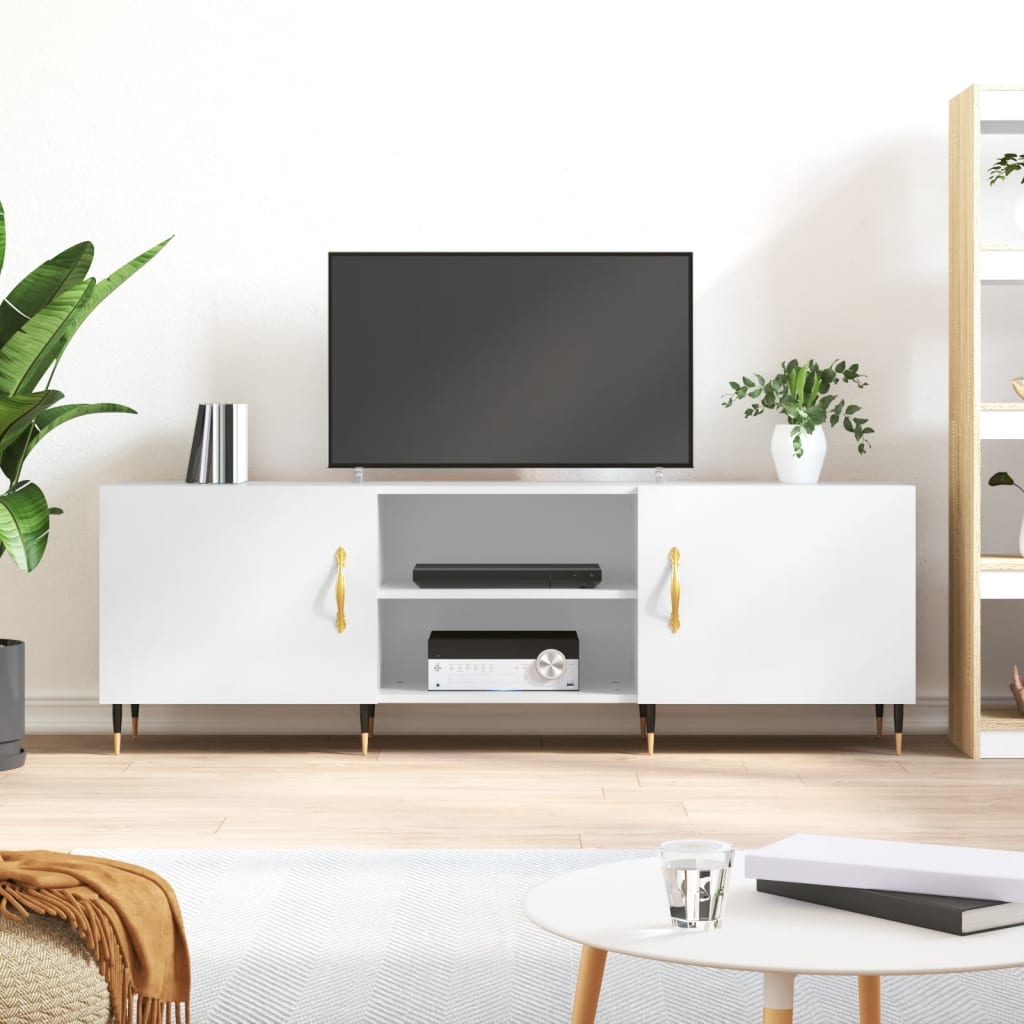 Meuble TV 150x30x50 cm en bois travaillé