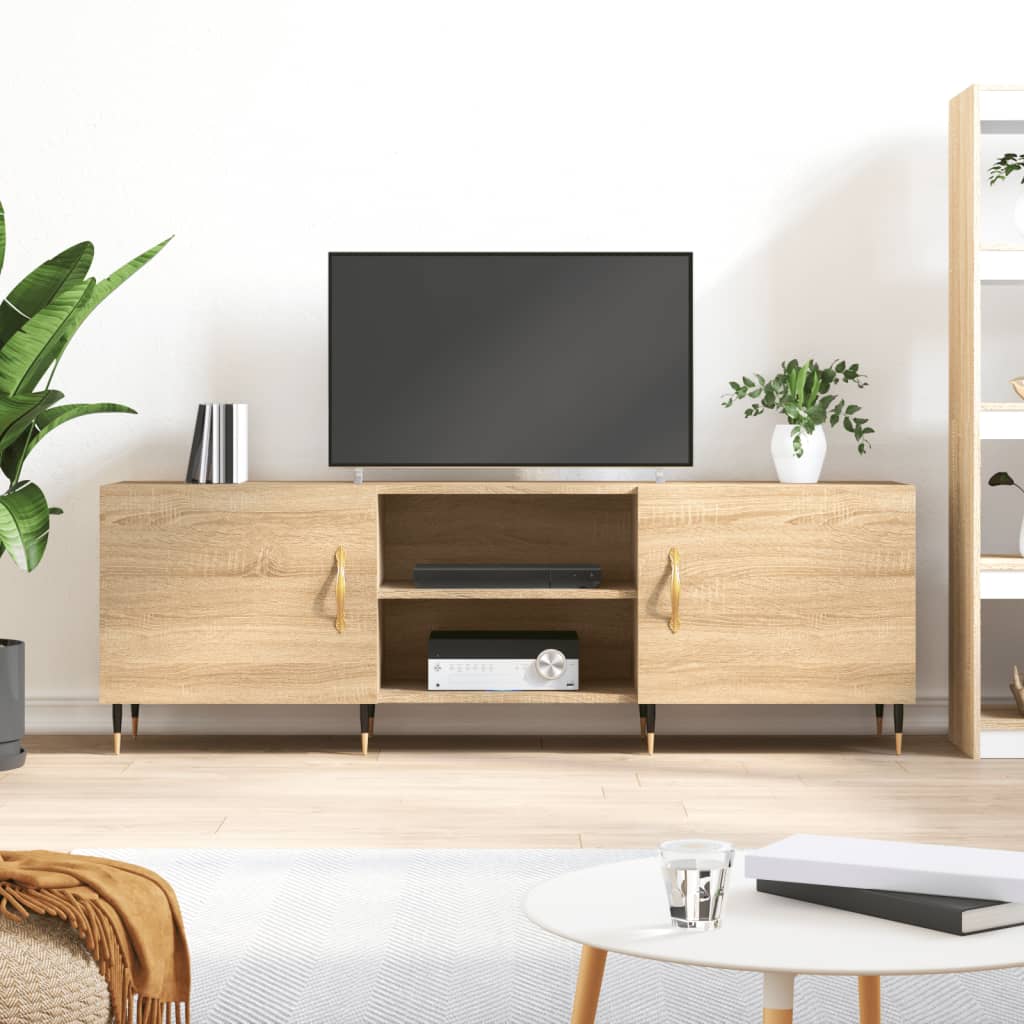 Meuble TV 150x30x50 cm en bois travaillé