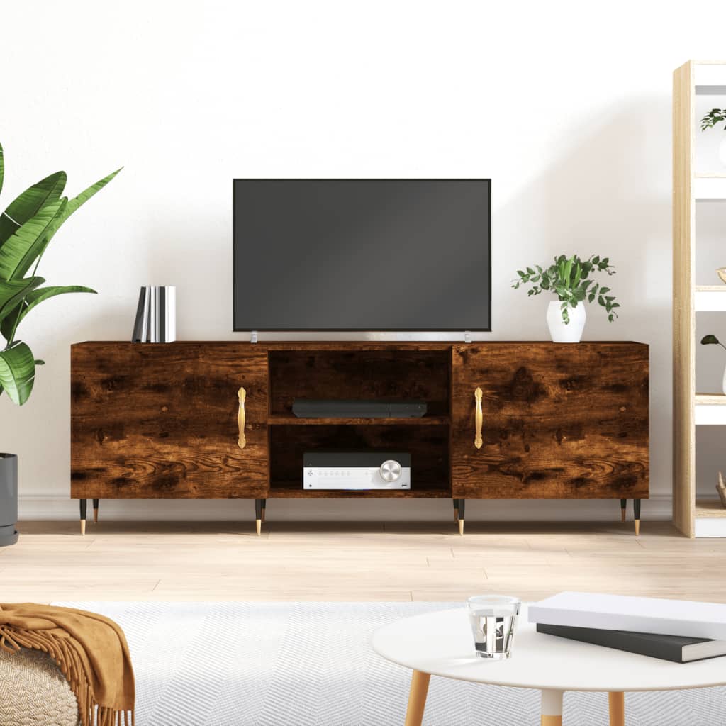 Meuble TV 150x30x50 cm en bois travaillé