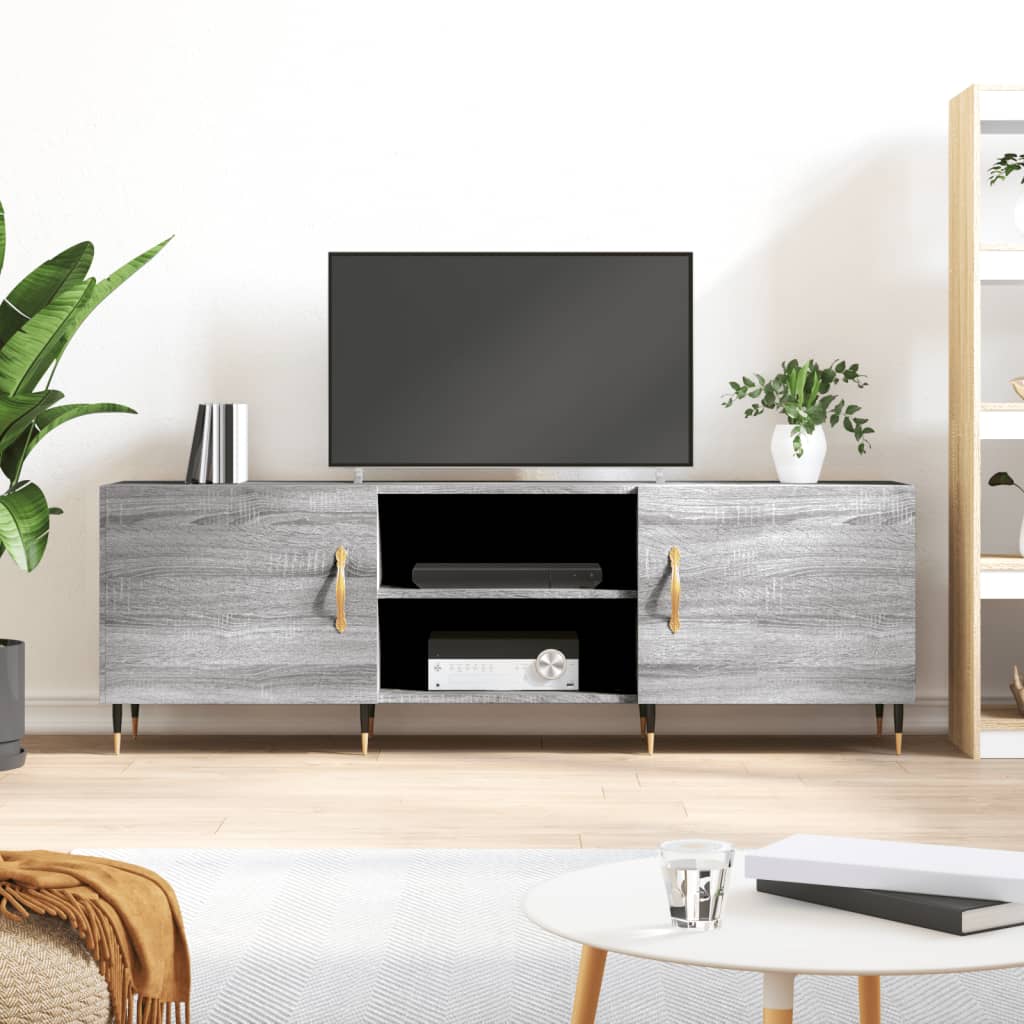 Meuble TV 150x30x50 cm en bois travaillé