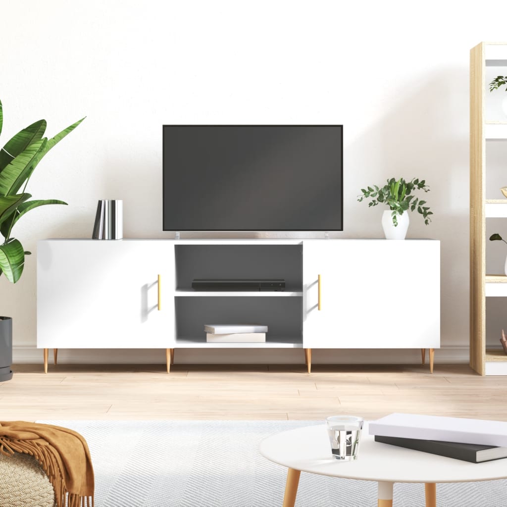 Meuble TV 150x30x50 cm en bois travaillé