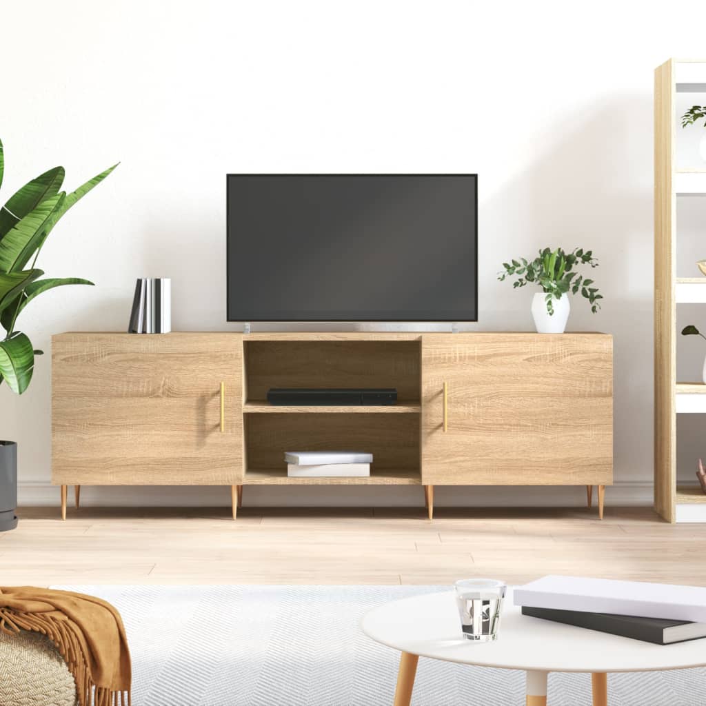 Meuble TV 150x30x50 cm en bois travaillé