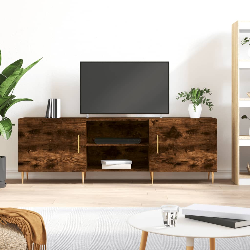 Meuble TV 150x30x50 cm en bois travaillé