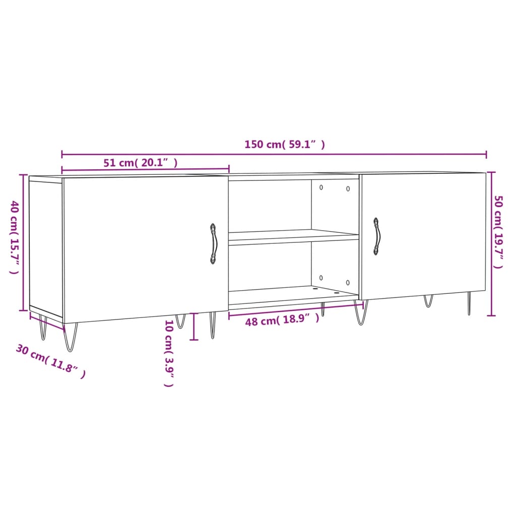 Tv-meubel 150x30x50 cm bewerkt hout eikenkleurig