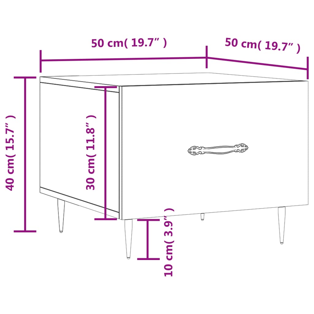 Table basse 50x50x40 cm en bois travaillé