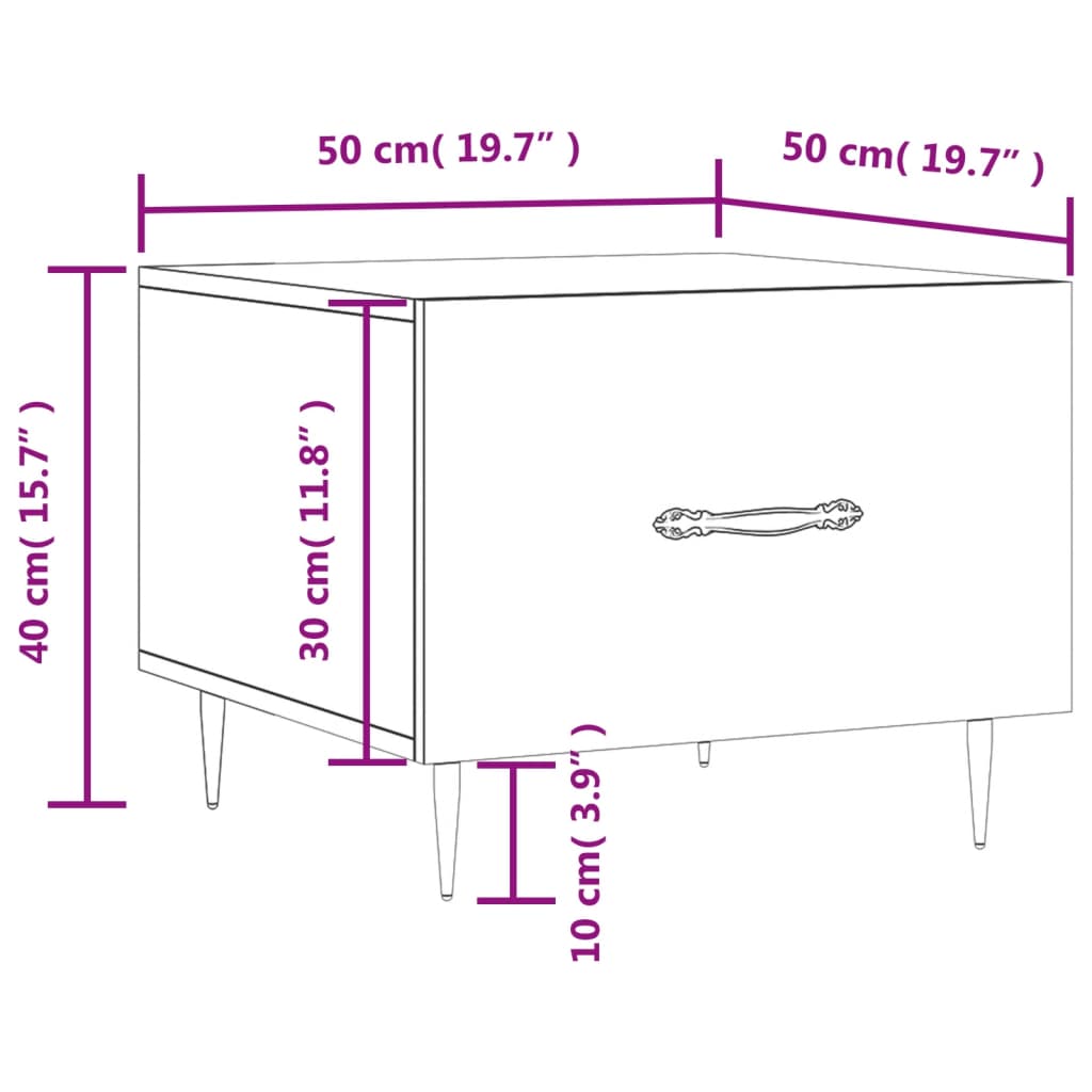 Table basse 50x50x40 cm en bois travaillé