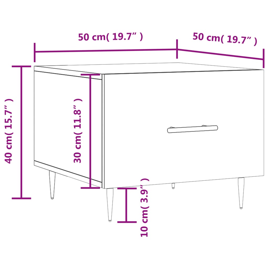 Table basse 50x50x35 cm en dérivé du bois couleur chêne