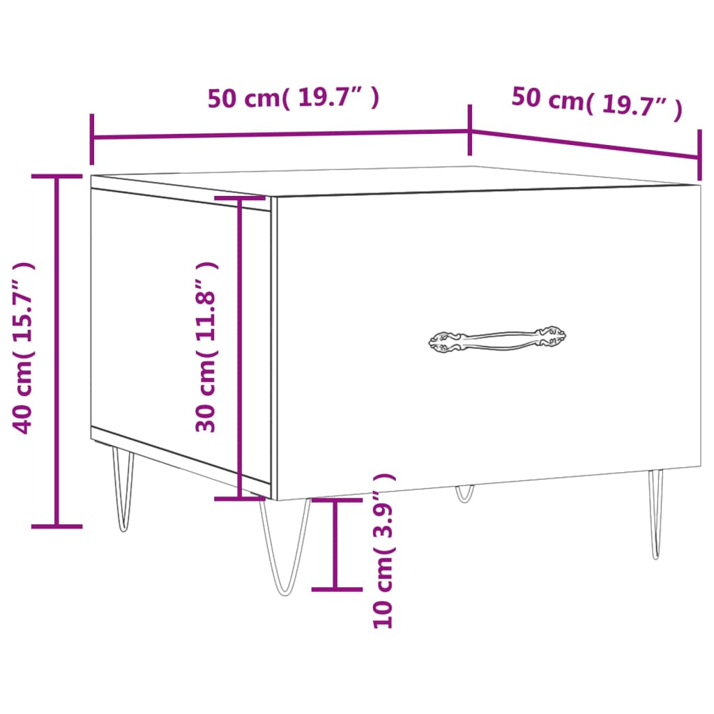 Table basse 50x50x40 cm en bois travaillé