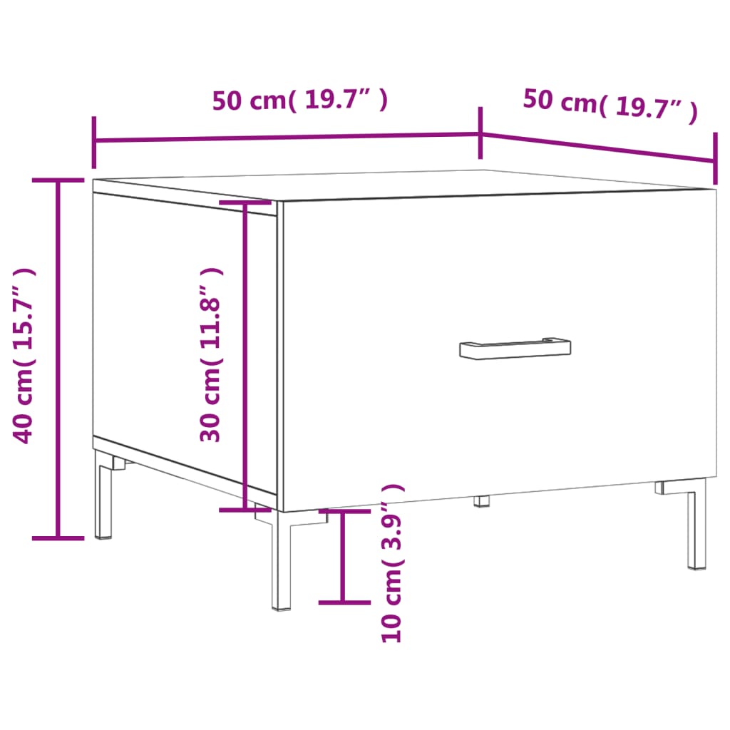 Salontafels 2 st 50x50x40 cm bewerkt hout