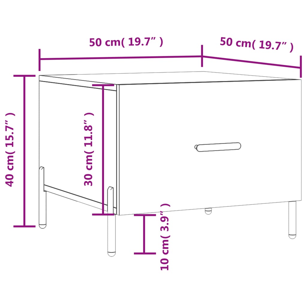 Salontafel 50x50x40 cm bewerkt hout