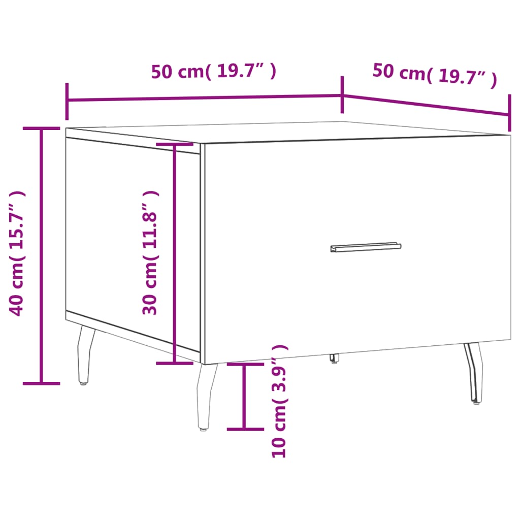 Table basse 50x50x40 cm en dérivé du bois couleur chêne