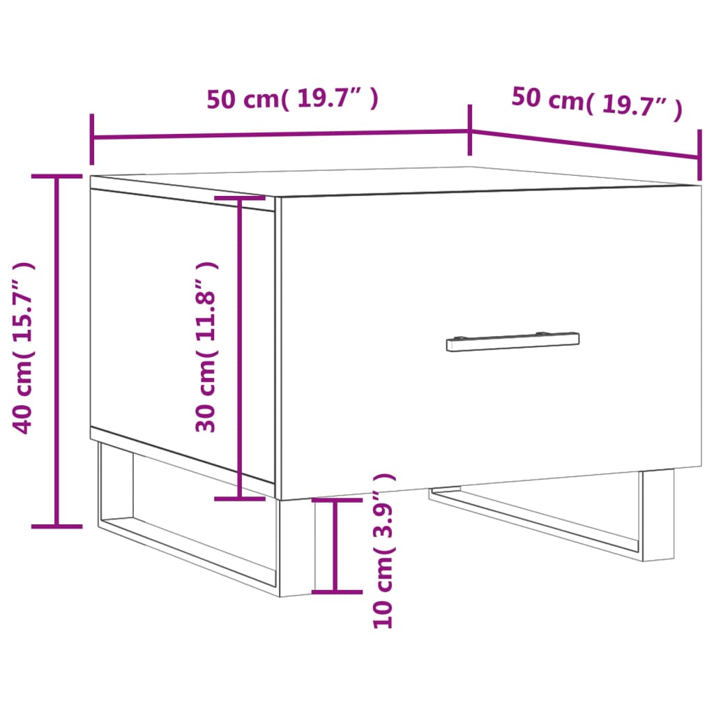 Tables basses 2 pcs 50x50x40 cm bois fini