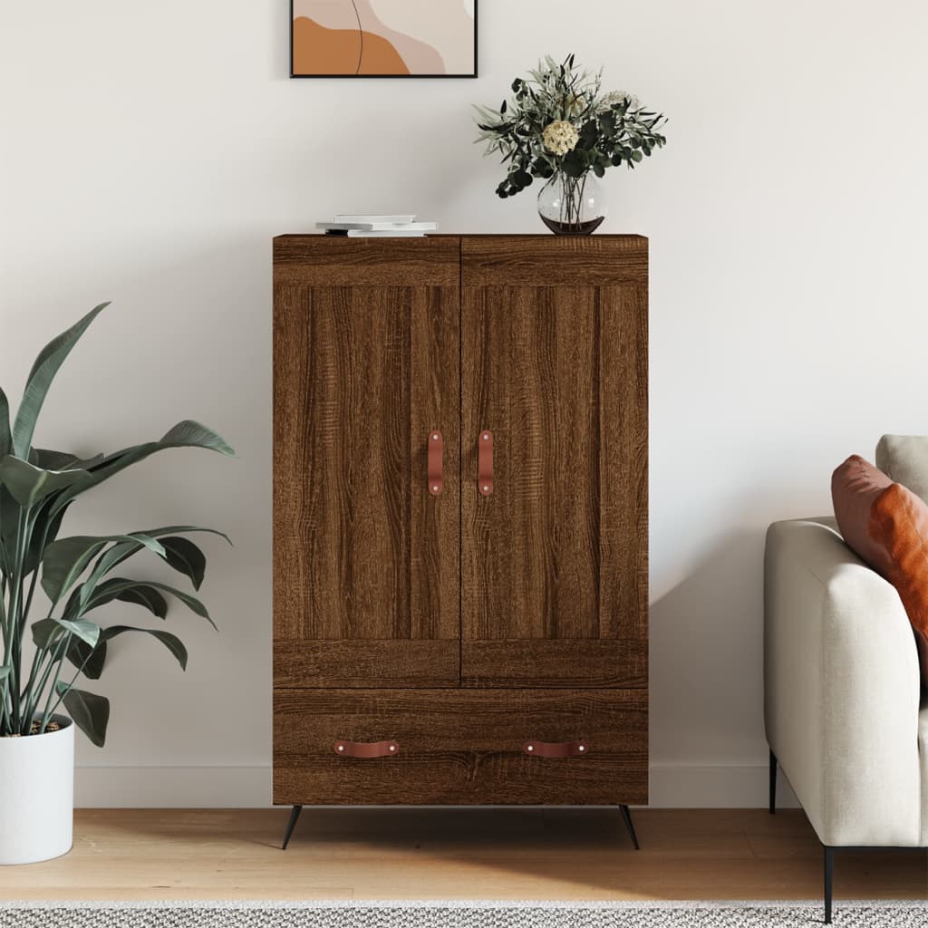 Armoire haute 69,5x31x115 cm en dérivé du bois, couleur chêne