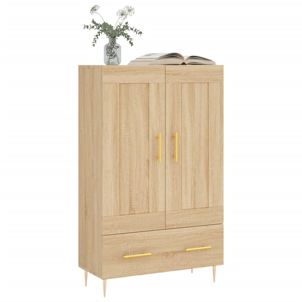 Armoire haute 69,5x31x115 cm en dérivé du bois, couleur chêne