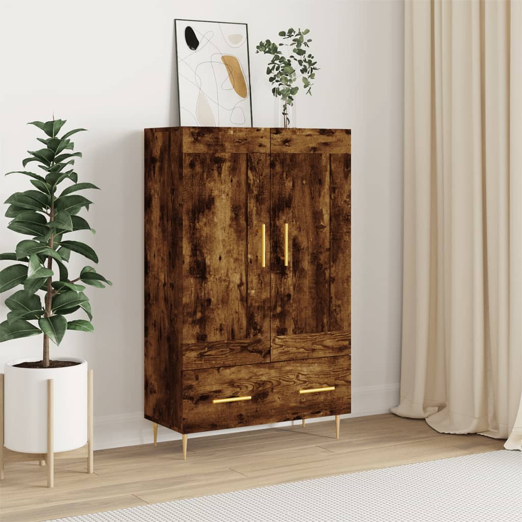 Armoire haute 69,5x31x115 cm en dérivé du bois, couleur chêne