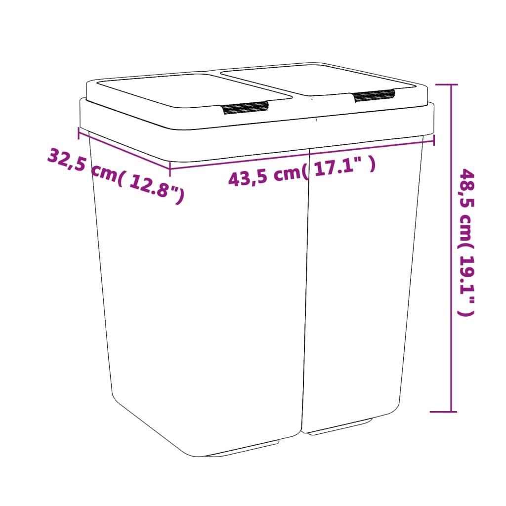 Vuilnisbak dubbel 2x25 L