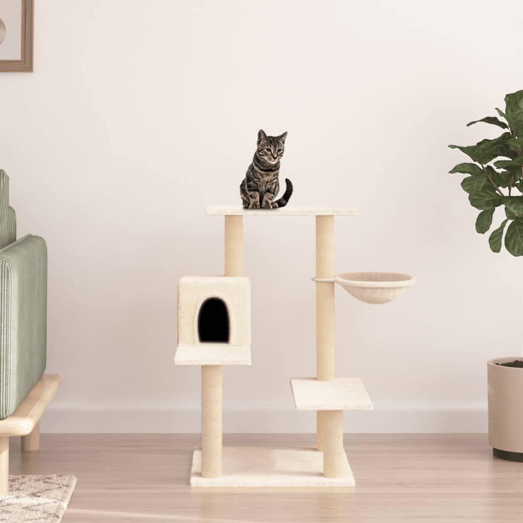 Meuble pour chat avec griffoirs en sisal 82,5 cm couleur crème