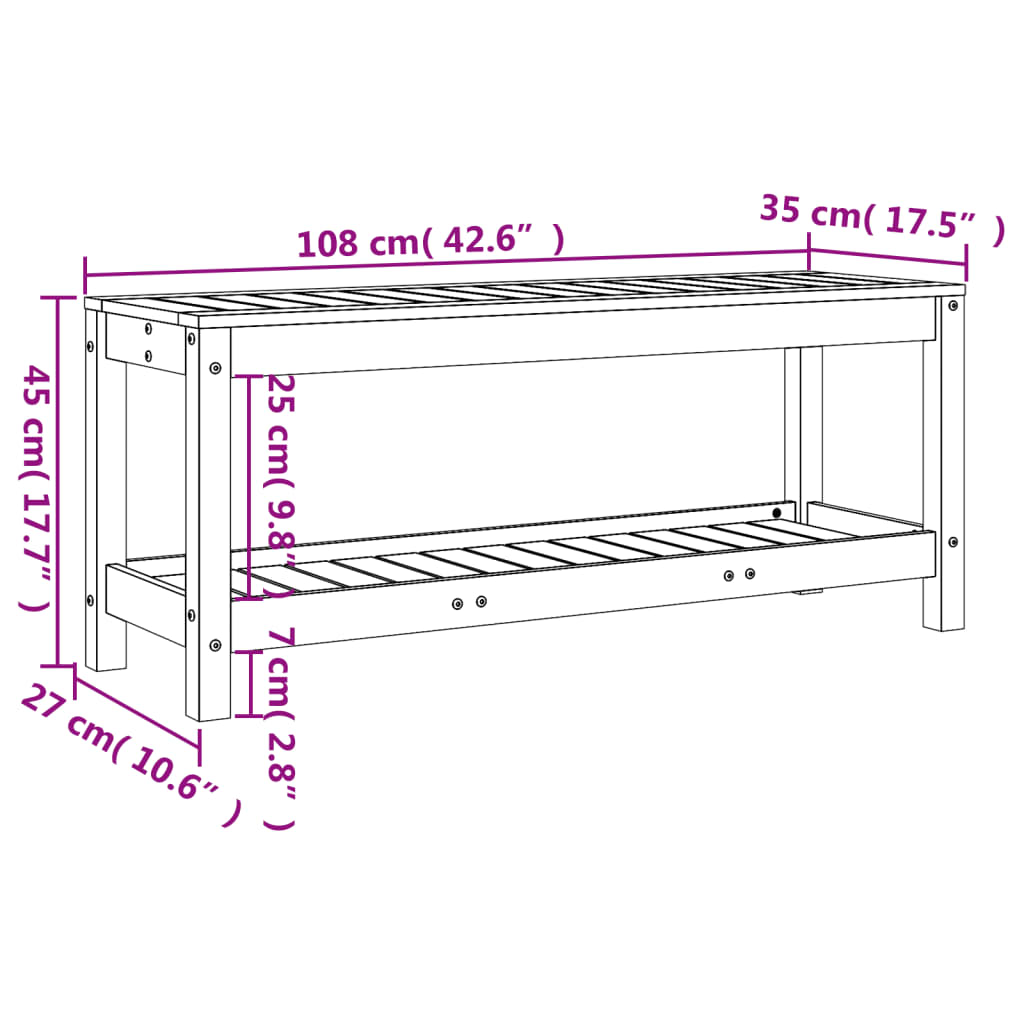 Tuinbank 108x35x45 cm massief