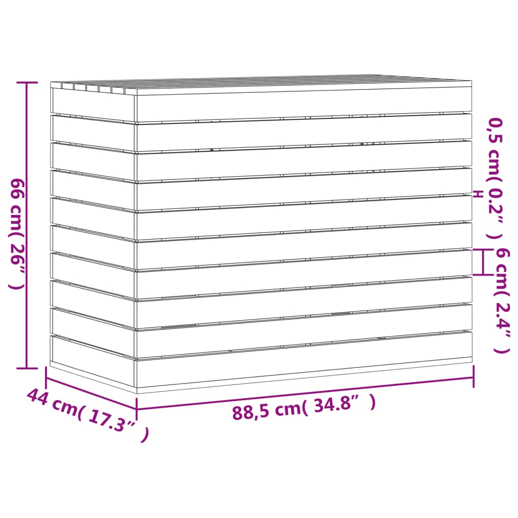 Wasmand 44x44x66 cm massief grenenhout