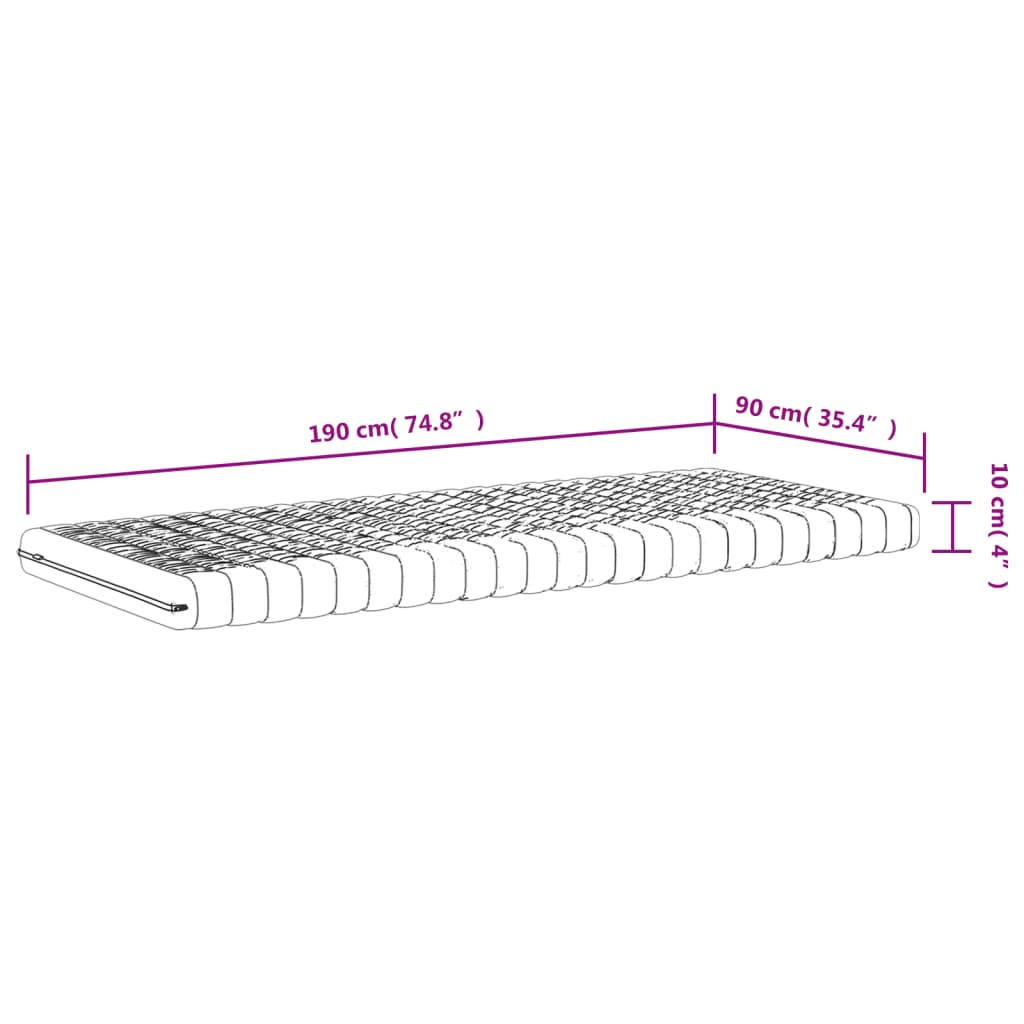 Matelas mousse 7 zones dureté 20 ILD 160x200 cm blanc