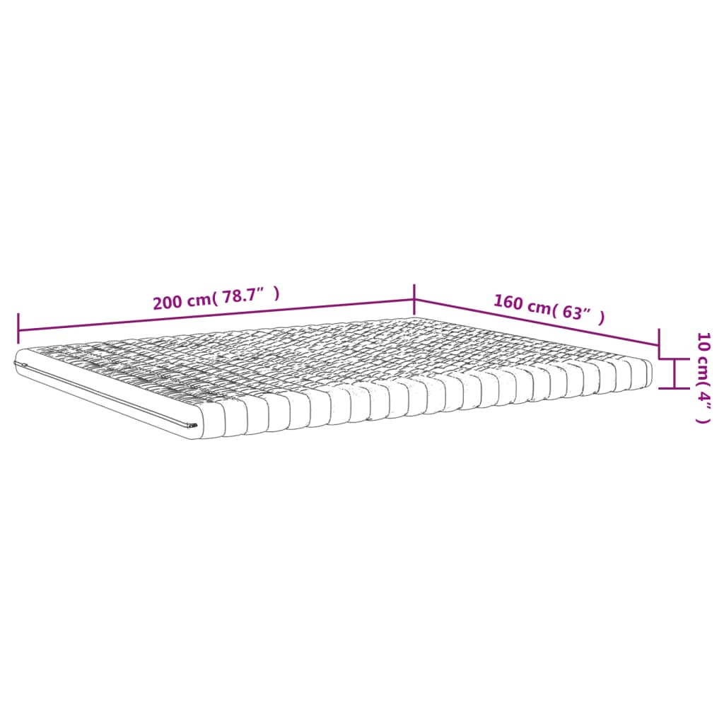 Matelas mousse 7 zones dureté 20 ILD 160x200 cm blanc