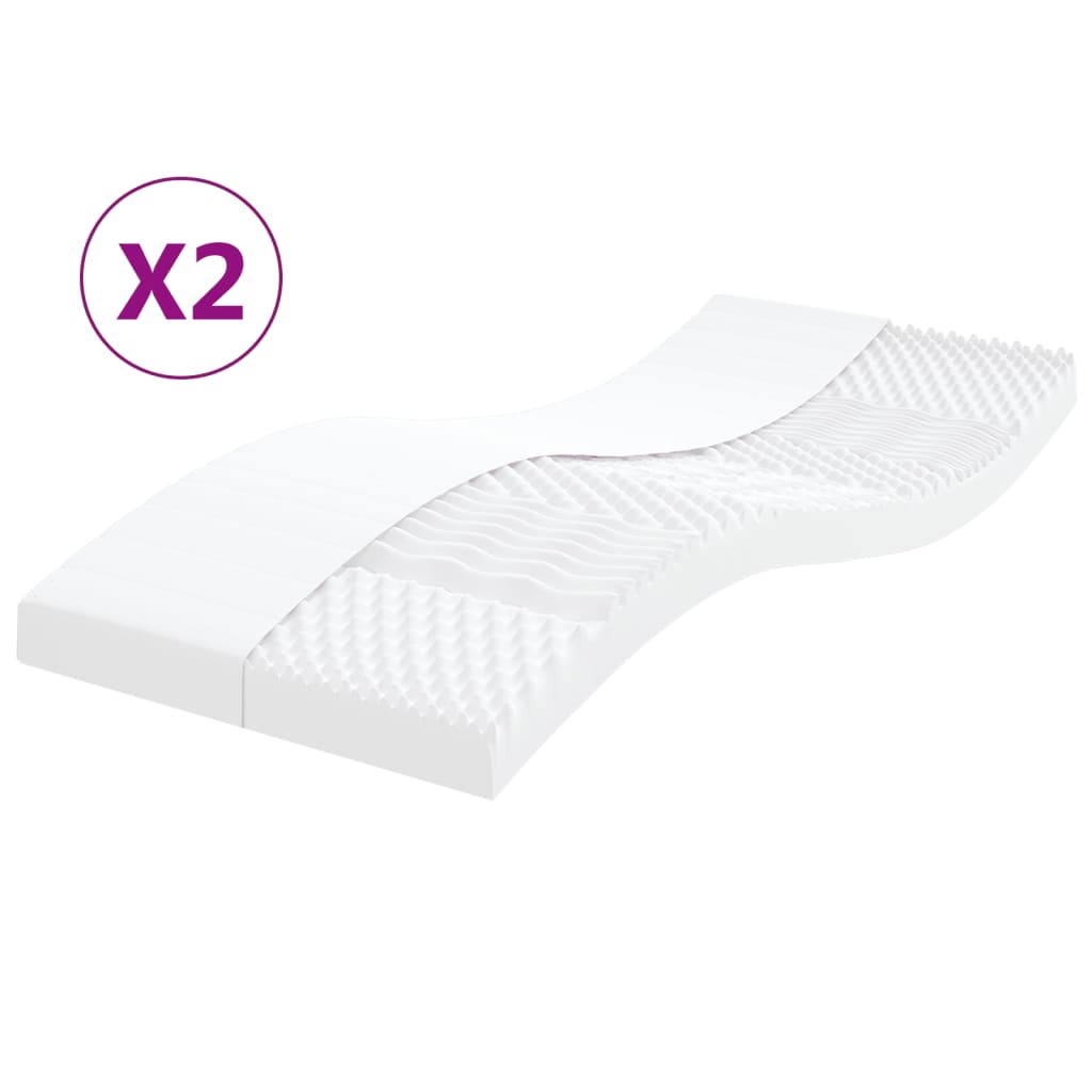 Matelas mousse 7 zones dureté 20 ILD 160x200 cm blanc