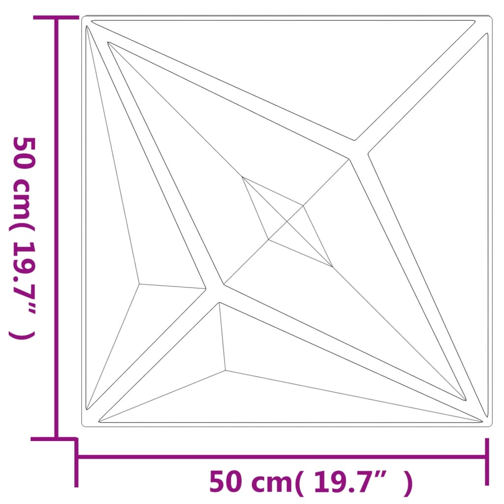 12 pcs Panneaux muraux 3D diamant 3 m² 50x50 cm gris